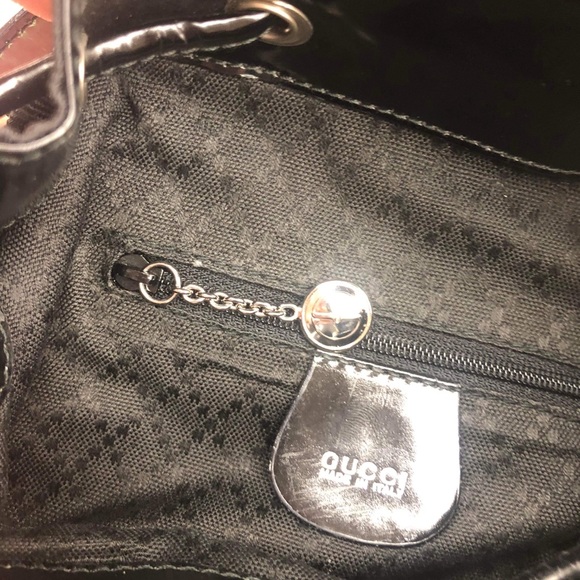 Authentic GUCCI Logos Bamboo Mini Backpack Bag Nylon Leather Black Italy - Picture 8 of 15